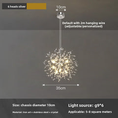 HEIKESZ Dandelion Fireworks Chandelier Crystal Dining Room Light Modern Minimalist Bedroom Bar Clothing Store Window