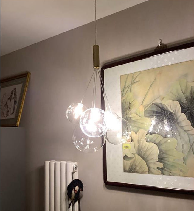 HEIKESZ Nordic Glass Hanging Lamp Minimalist Starry Soap Bubble Ball Lighting for Living Room Bedroom Restaurant Decor