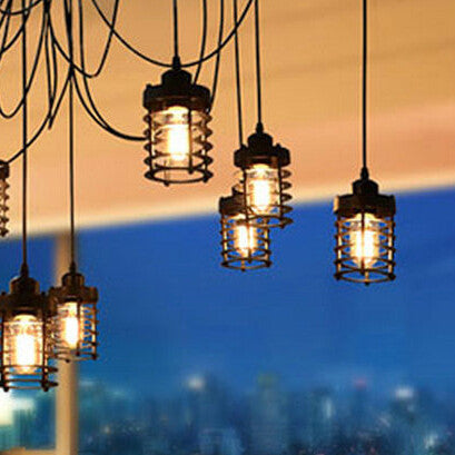 HEIKESZ Flat Iron Frame Fairy Loose Flower Chandelier Retro American Industrial Lamp Personality DIY Starry Art Chandelier american style retro outdoor indoor retro bedroom lamp american-style Industrial wind