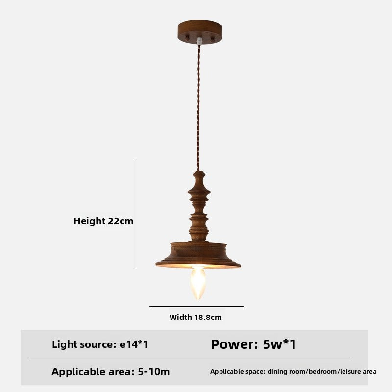 Japanese Retro Wooden Pendant Light Wabi Sabi Style Handmade Solid Wood Ceiling Lamp for Restaurant Bedroom Study Bar