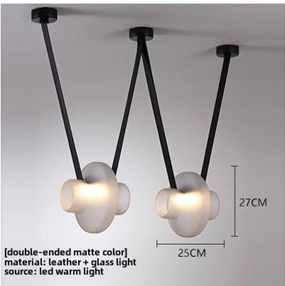 HEIKESZ Nordic new restaurant bar chandelier designer personalized creative study model room island platform belt glass chandelier lamp light fixtures for celling light
