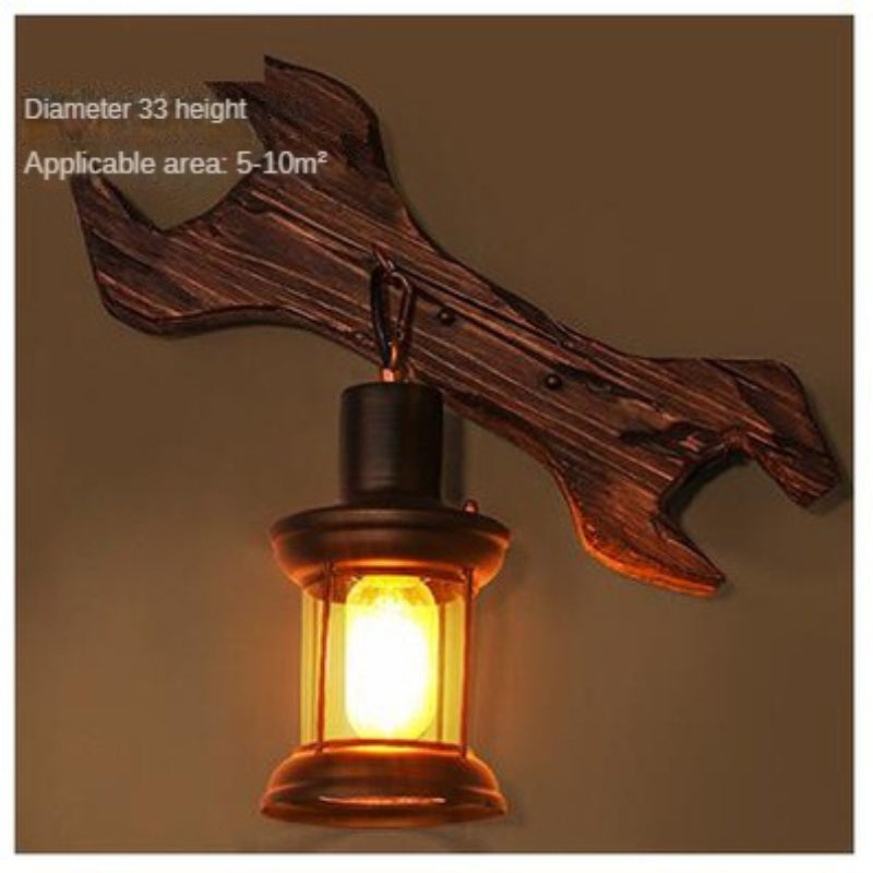 HEIKESZ American Retro Balsa Boat Wood Wall Lamp Dining Room Coffee Shop Light Loft Industrial Style Creative Bar Aisle Nostalgic Lamp LED Light for Bedroom Night Aesthetic Room Lamp
