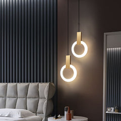 HEIKESZ Nordic bedside small chandelier light luxury simple modern personality creative bar counter bedroom background wall Led ring chandelier lamp light fixtures for celling light