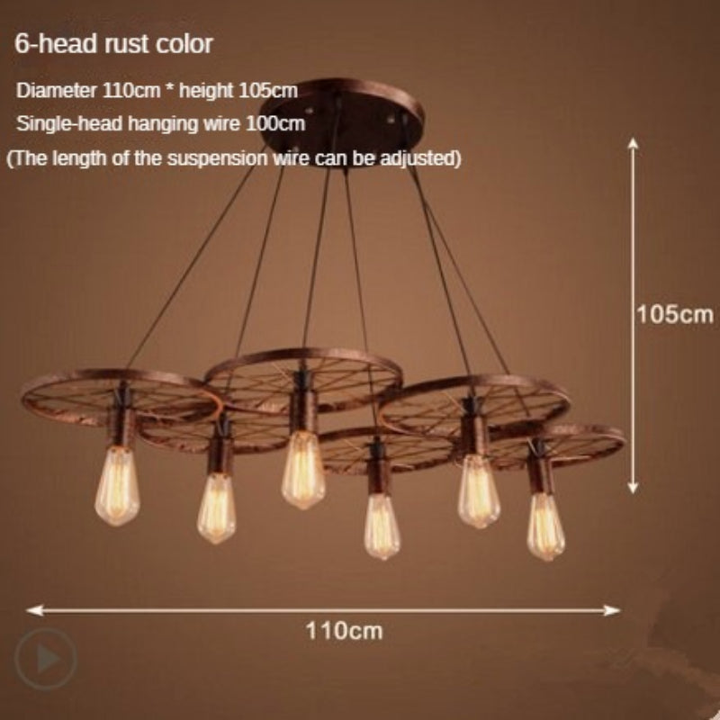 HEIKESZ LOFT Industrial Wind Restaurant and Cafe Pendant Lamp American Retro Bar Clothing Store Decorative Personality Wheel Decoration Light LED Light for Bedroom Night Aestitic Room Lamp