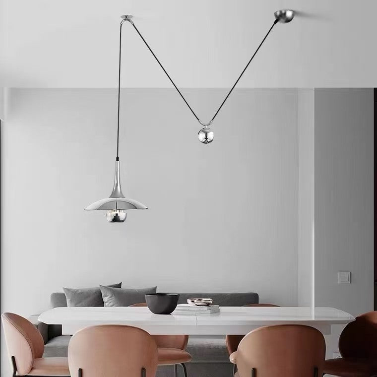 HEIKESZ Nordic UFO Pulley Chandelier Bauhaus Style Removable Lighting for Living Room Dining Room Cafe