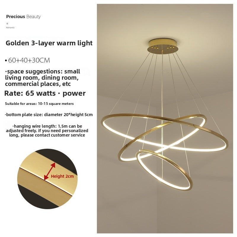 HEIKESZ Cross Border Stainless Steel LED Chandelier for Villa Duplex Living Room Dining Room Decoration Modern Ceiling Light