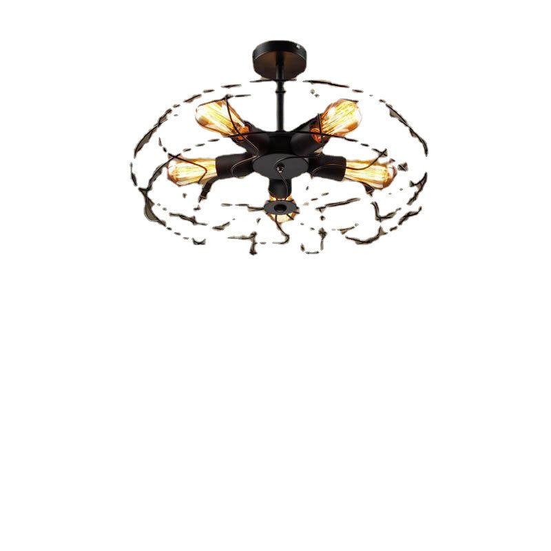 HEIKESZ Retro Industrial Style Chandelier Creative Restaurant Iron Droplight Fan round Loft Chandelier american style retro outdoor indoor retro bedroom lamp american-style Industrial wind