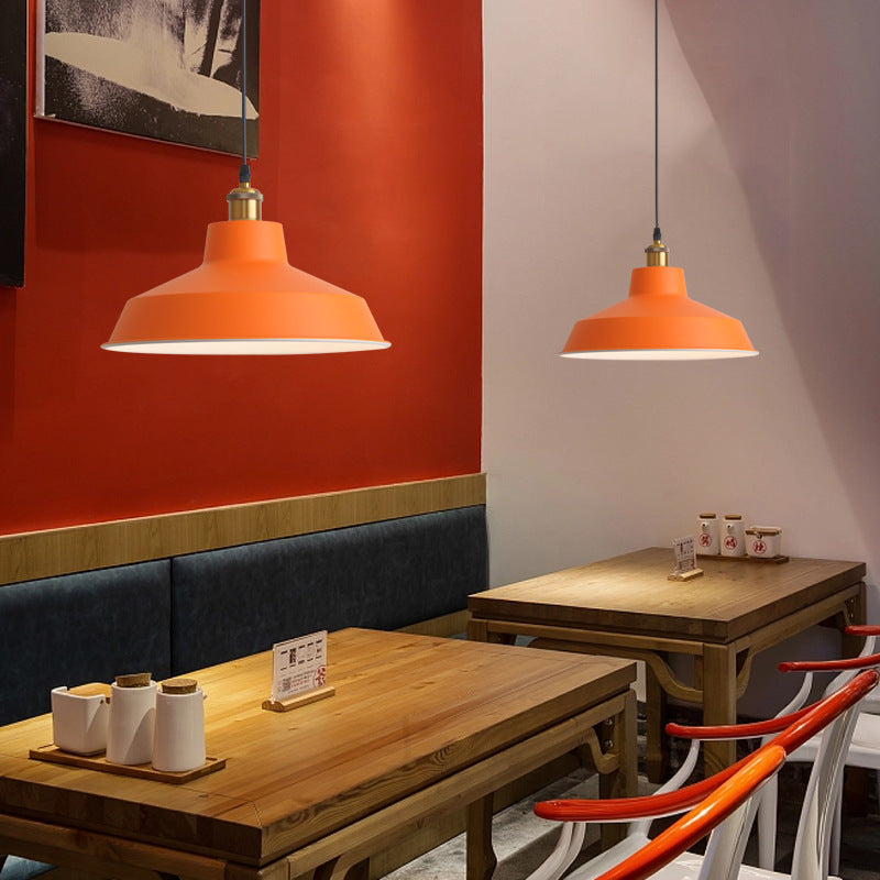 HEIKESZ Industrial Style Simple Orange Creative Personalized Art Catering Restaurant Commercial Orange Single-Head Suspension Wire Dining Chandelier