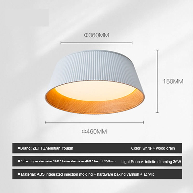 HEIKESZ Minimalist Ceiling Lamp Wood Grain Design High Profile Bedroom Study Dining Room Lighting