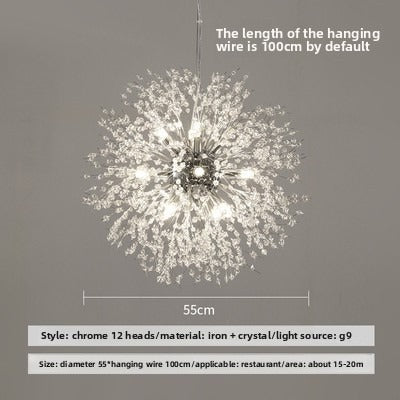 HEIKESZ Dandelion Fireworks Chandelier Crystal Dining Room Light Modern Minimalist Bedroom Bar Clothing Store Window