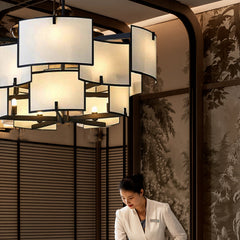 HEIKESZ Zen new Chinese tile living room dining room bedroom simple wrought iron chandelier unique designer lighting lamp light fixtures for celling lighting