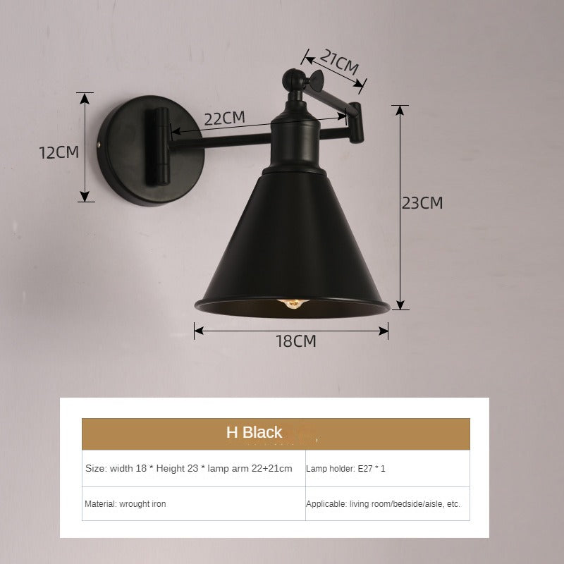 HEIKESZ In Chinese Antique Style Rocker Arm Wall Lamp Bedroom Bedside Lamp Retractable Folding Study Reading Lamp in the Living Room American Standard European Standard Wall Lamp