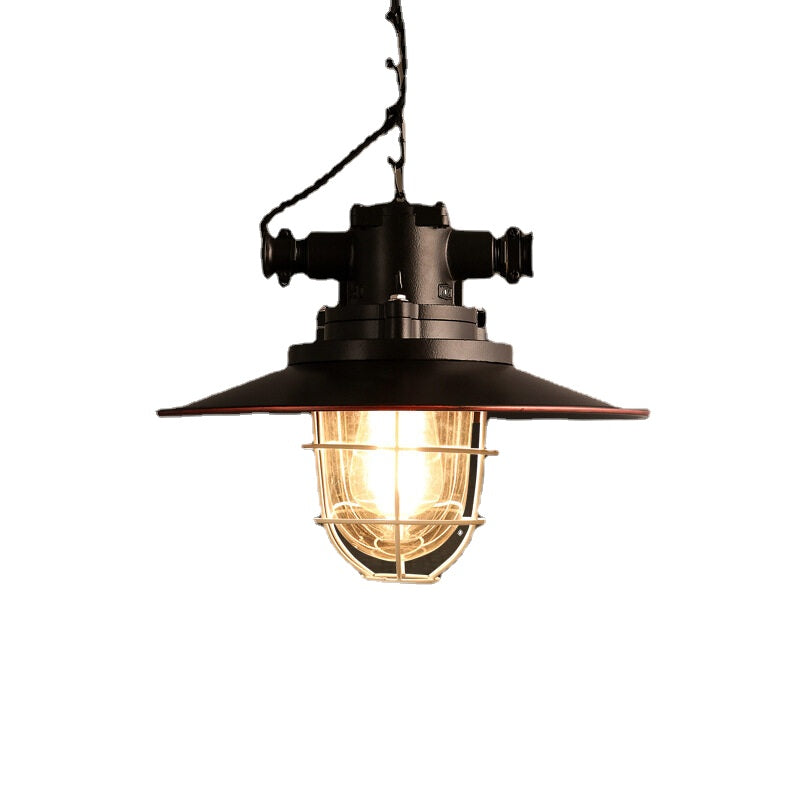 HEIKESZ Loft Creative Personality American Retro Industrial Style Country Warehouse Bar Counter Single-Head Restaurant Iron Glass Cover Lamp american style retro outdoor indoor retro bedroom lamp american-style Industrial wind