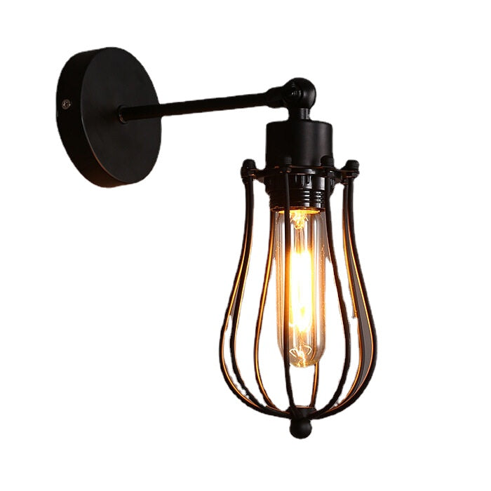 HEIKESZ Nordic American Retro Living Room Balcony Aisle Light Small Iron Frame LED Wall Lamp Creative Country Nostalgic Single Head Pendant Lamp american style retro outdoor indoor retro bedroom lamp american-style Industrial wind