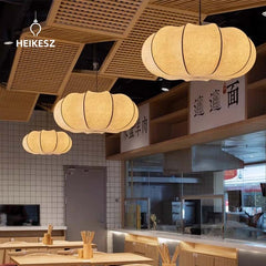 HEIKESZ Silk dining room chandelier simple creative living room hall light advanced feeling cream wind bedroom study stairs pumpkin lamp light fixtures for celling light