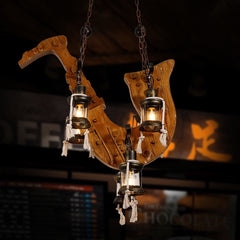 HEIKESZ Retro boat wood chandelier industrial style American restaurant wine bar barber clothing store Internet cafe clear bar lamps