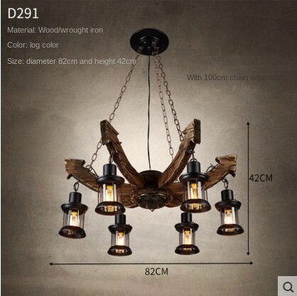 HEIKESZ 【One-year warranty, free shipping】American Retro Industrial Style Restaurant Coffee Shop Boat Wooden Decorative Chandelier Creative Bar Restaurant Box Nostalgic Lamps