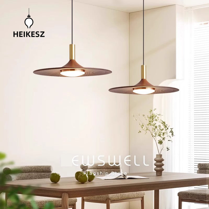 HEIKESZ Chinese antique restaurant chandelier retro flying saucer light bar counter Japanese wabi-sabi walnut color sleeping tea room dining table three-head lamp light fixtures for celling light
