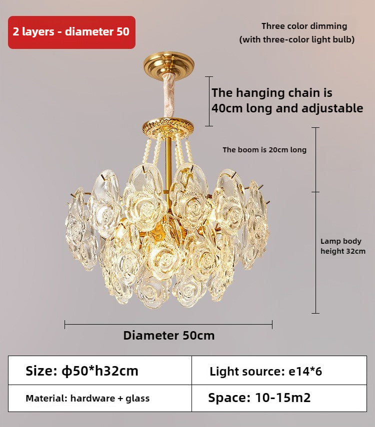 HEIKESZ French light luxury living room chandelier modern hall main light 2024 new creative cream wind rose dining room light lamp light fixtures for celling light