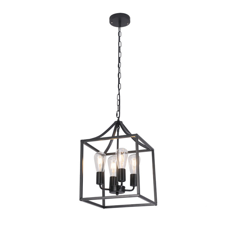 HEIKESZ American Industrial Style Iron Frame Chandelier Dining Room/Living Room Bar Coffee Snack Milk Tea Shop Lamp Exclusive for Cross-Border Iron Lamp LED Light for Bedroom Night Aesthetic Room Lamp