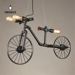 HEIKESZ Nordic wrought iron retro bedroom restaurant bar industrial style creative personalized bicycle water pipe chandelier wall lamp