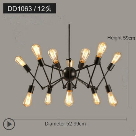 HEIKESZ Industrial Style Spider Chandelier Creative Personality Art Lamps Simple Retro Living Room Clothing Store Nordic Iron Droplight LED Light for Bedroom Night Aesthetic Room Lamp