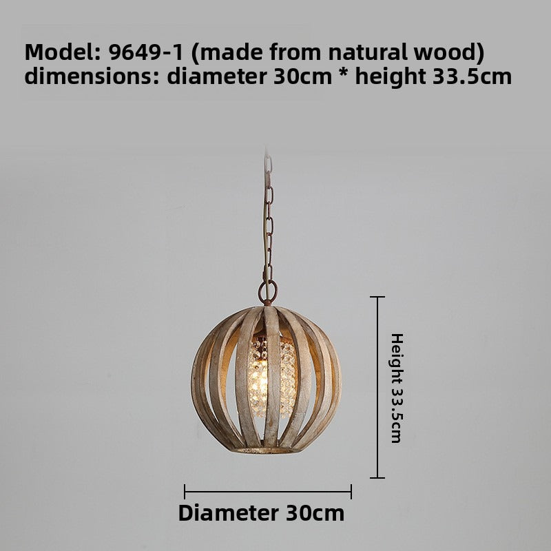 Vintage Wooden Ceiling Light American Rustic Style Cross Border Supply Pendant Lamp for Dining Room Living Room Bar Corridor Decoration