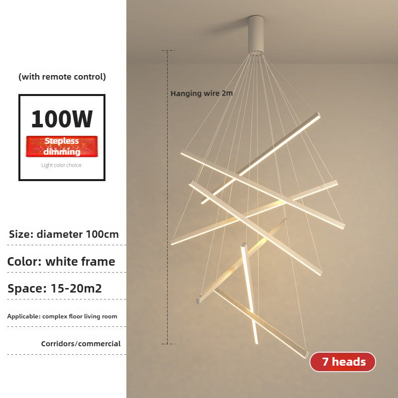 HEIKESZ 110V cross-border duplex staircase chandelier simple modern villa empty living room minimalist creative long line lighting Attic ceiling chandelier stairs led line light living room dining room nordic chandelier modern hanging chandelier