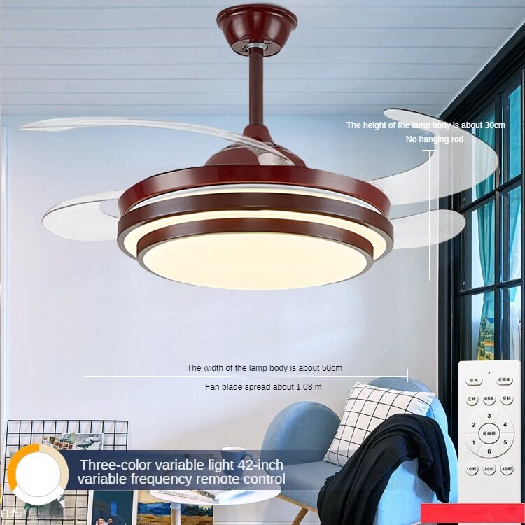 HEIKESZ Modern Nordic Ceiling Fan With LED Light 42 48 Inch Invisible Fan Remote Control For Livingroom Bedroom Restaurant Decor