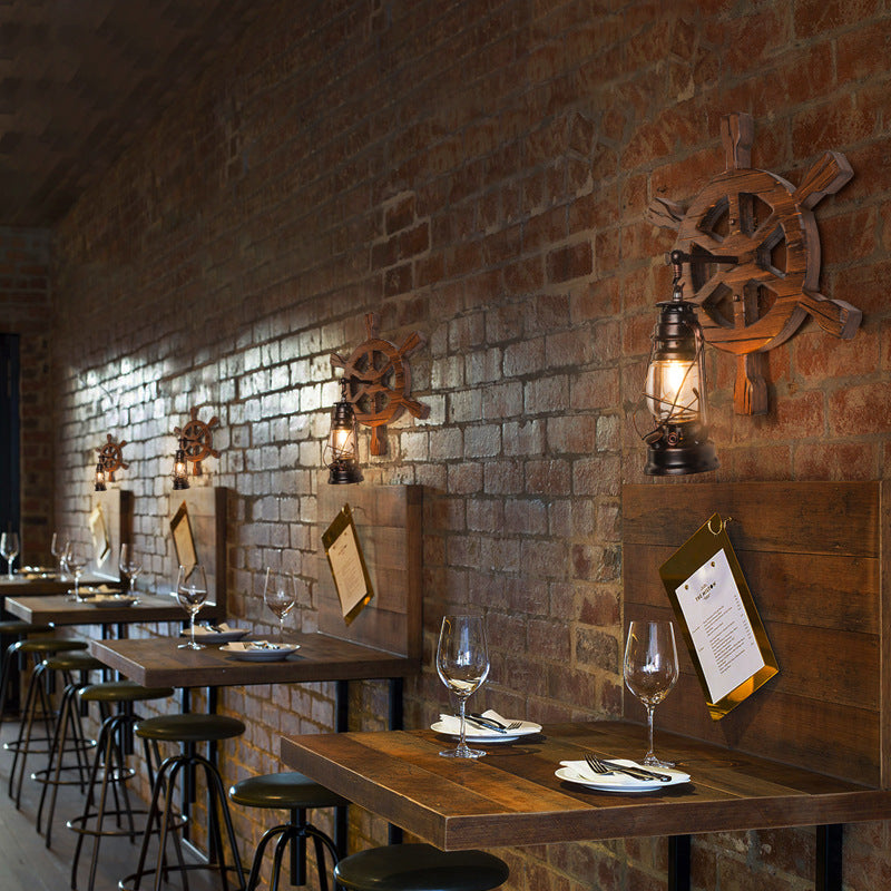 HEIKESZ New creative rudder American country retro industrial style old wall lamp restaurant bar bar art wall lamp