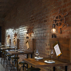HEIKESZ New creative rudder American country retro industrial style old wall lamp restaurant bar bar art wall lamp
