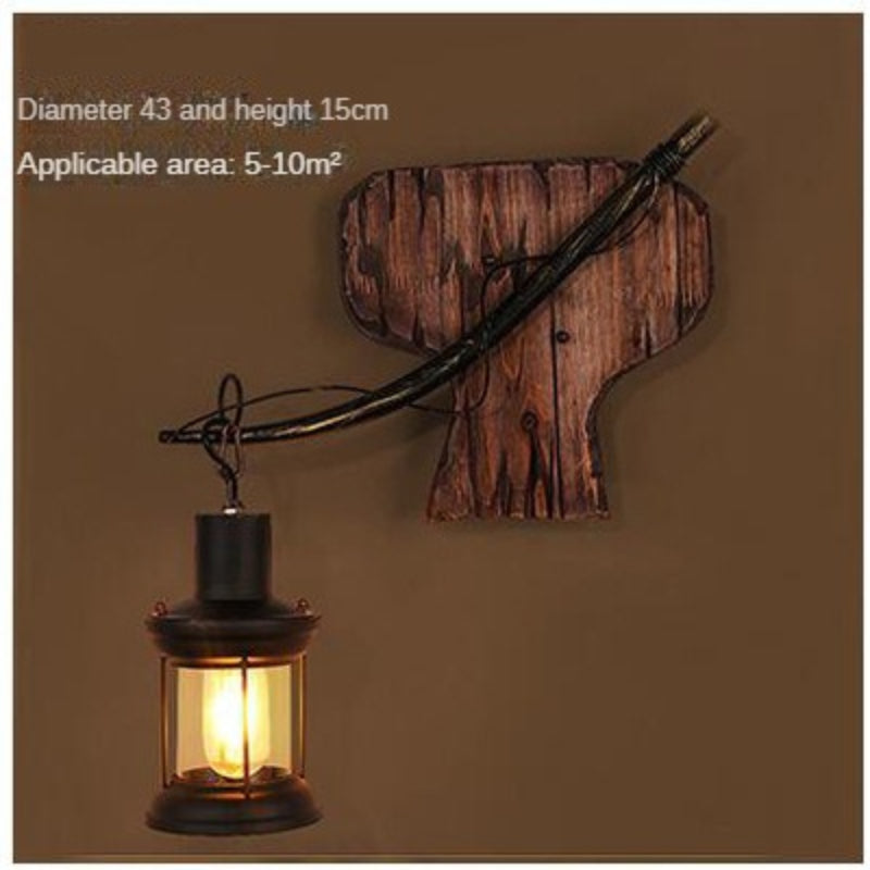 HEIKESZ American Retro Balsa Boat Wood Wall Lamp Dining Room Coffee Shop Light Loft Industrial Style Creative Bar Aisle Nostalgic Lamp LED Light for Bedroom Night Aesthetic Room Lamp