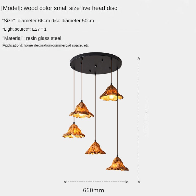 HEIKESZ Japanese Zen Retro Lotus Leaf Chandelier Chinese Bar Restaurant B & B Quiet Style Tea Room Milk Tea Shop Decoration Lamps Lighting for Living Room Light Lamps Chandeliers