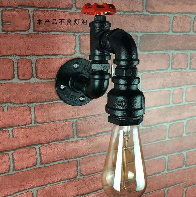 HEIKESZ Wrought iron American industrial wind wall lamp loft retro restaurant bar Internet cafe aisle LED water pipe wall lamp