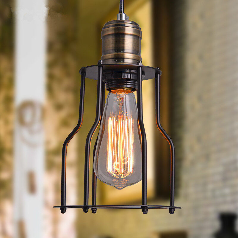 HEIKESZ Creative Small Iron Cage Loft Industrial Chandelier American Country Bar Counter Lamps Retro Living Room Cafe Lights american style retro outdoor indoor retro bedroom lamp american-style Industrial wind
