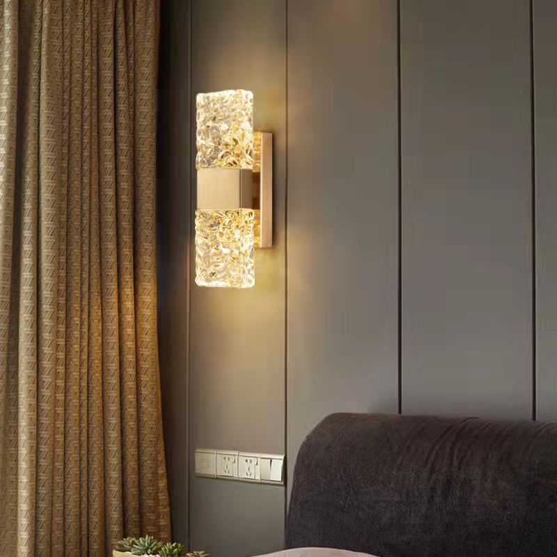HEIKESZ Nordic Square Glass Wall Lamp Modern Minimalist Luxury Lighting for Living Room Bedroom Stairs Background Wall