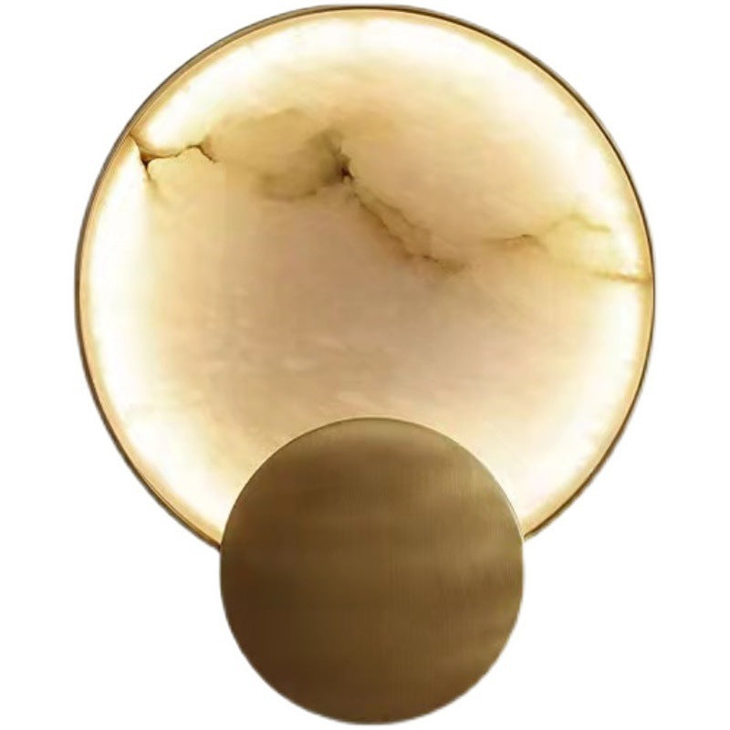 HEIKESZ Full copper wall lamp marble creative personality living room bedroom bedside aisle corridor post modern light luxury marble wall lamp lighting fixtures for celling lights