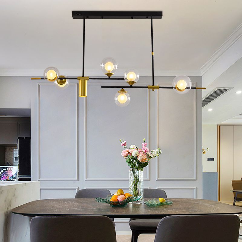HEIKESZ Nordic Glass Ball Chandelier Post-Modern Art LED Magic Bean Molecular Light Fixture for Ceiling Dining Room