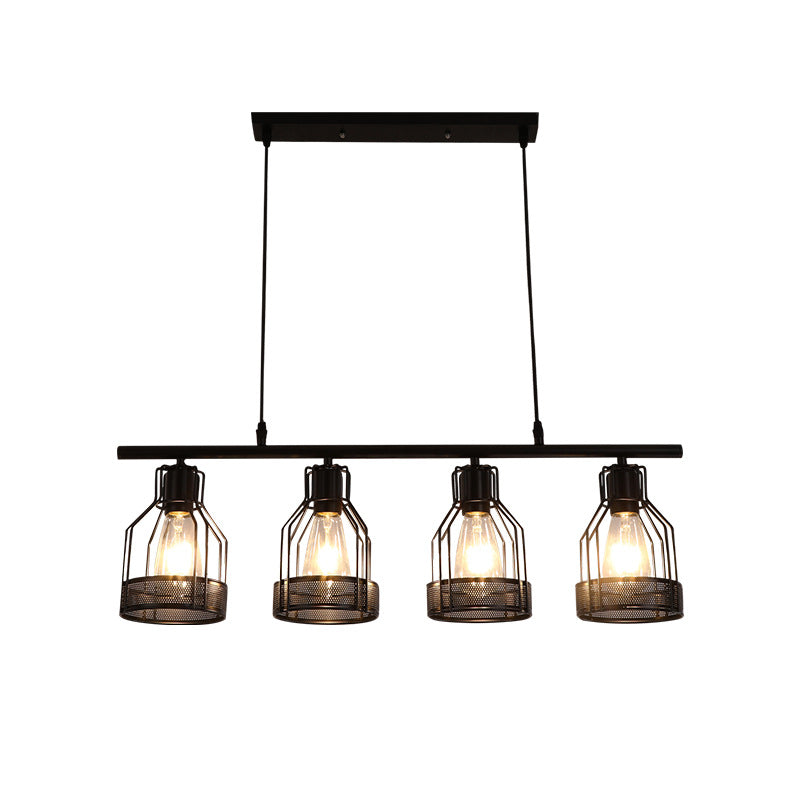 HEIKESZ [One-Year Warranty, Free Shipping] Industrial Style Creative Living Room Restaurant Bar Table Chandelier Retro Iron Lamp Hot Pot Milk Tea Shop Multi-Head in-Line Lamps