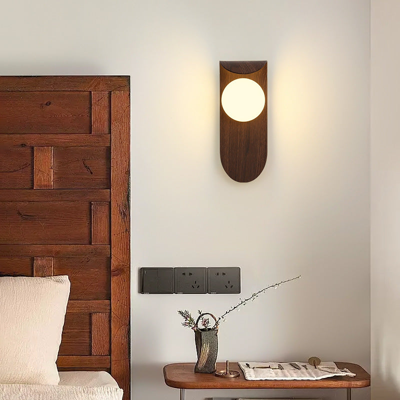 HEIKESZ Medieval style bedroom bedside wall lamp modern minimalist creative retro walnut background wall corridor led lamp