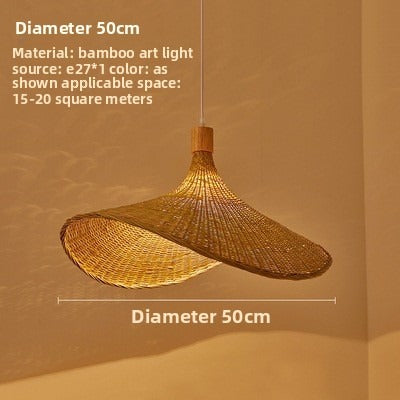 HEIKESZ Cross-border bamboo chandelier New Chinese style tea room rattan art South East Asia Japanese style lamp straw hat lamp staircase bamboo art lamp light fixtures for celling light