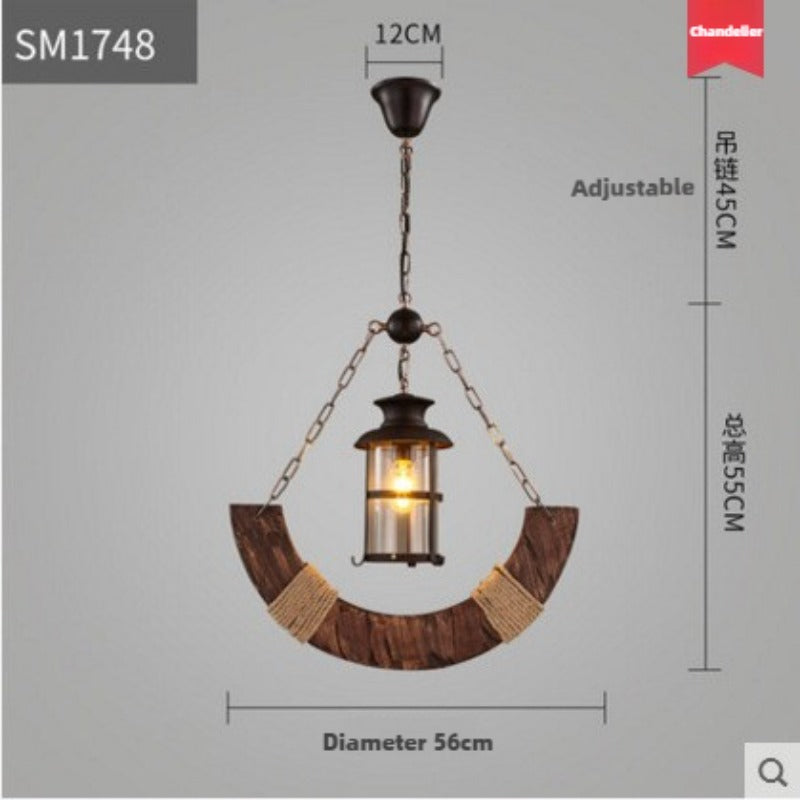 HEIKESZ American retro industrial style restaurant ship wood chandelier creative bar hotel box nostalgic wood lamps