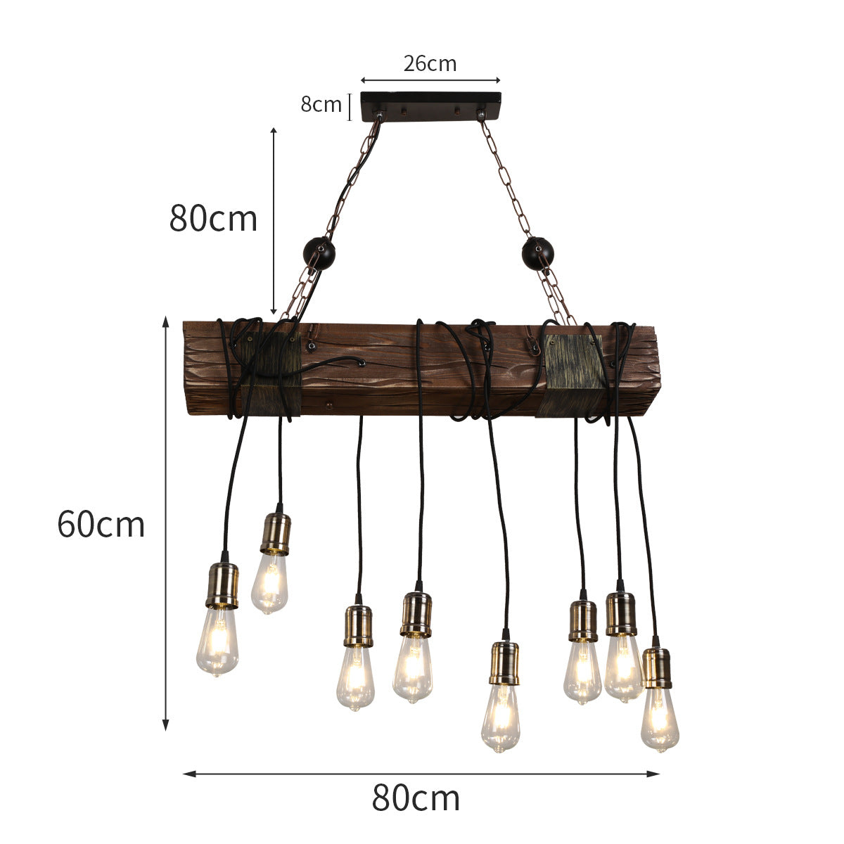 HEIKESZ American Retro Industrial Style Chandelier Restaurant Bar Bar Table Restaurant Lamps Balsa Boat Wood Distressed Strip Multi-Head Light LED Light for Bedroom Night Aesthetic Room Lamp