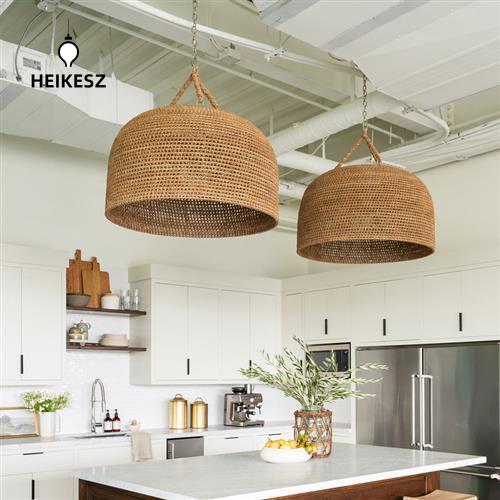 HEIKESZ Japanese Wabi Style Pendant Light Rattan Weaving Retro Hotel Bedroom Lamp Handmade Zen Tea Room Ceiling Lighting