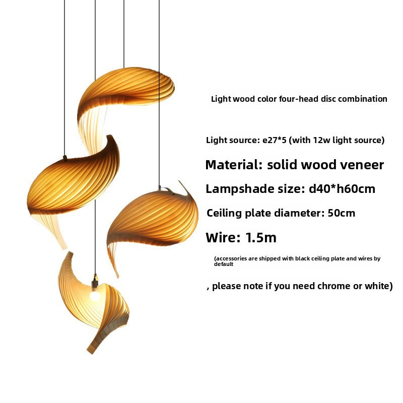 HAIKESZ Japanese Style Loft Staircase Pendant Light Creative Long Line Ceiling Lamp for Living Room Dining Art Wooden Lighting
