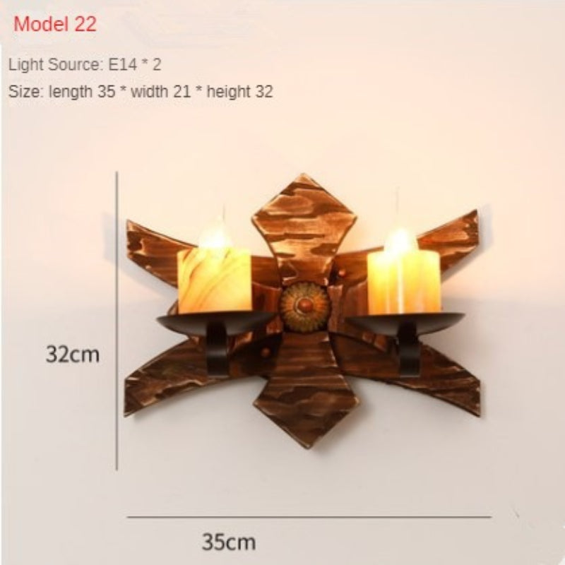 HEIKESZ American Retro Balsa Boat Wood Wall Lamp Dining Room Coffee Shop Light Loft Industrial Style Creative Bar Aisle Nostalgic Lamp LED Light for Bedroom Night Aesthetic Room Lamp
