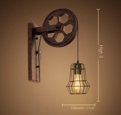 HEIKESZ 【One-year warranty, free shipping】LOFT Industrial Style Wall Lamp Restaurant and Cafe Leisure Bar Creative Pulley Lamp American Retro Bar Decoration Wall Lamp