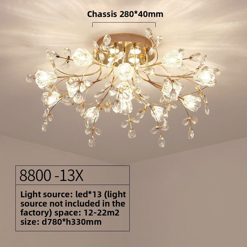 HEIKESZ European Style Ceiling Light Luxury Crystal LED Chandelier Modern Round Living Room Bedroom Lighting Fixture