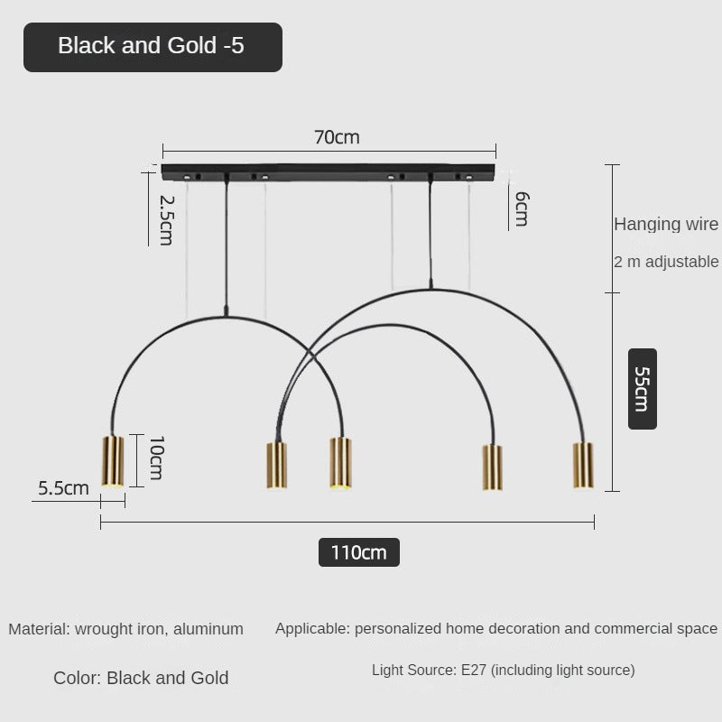 HEIKESZ Luxury Nordic Modern Chandelier Light Creative Arch Dining Table Strip Lamp Internet Celebrity Bar Light
