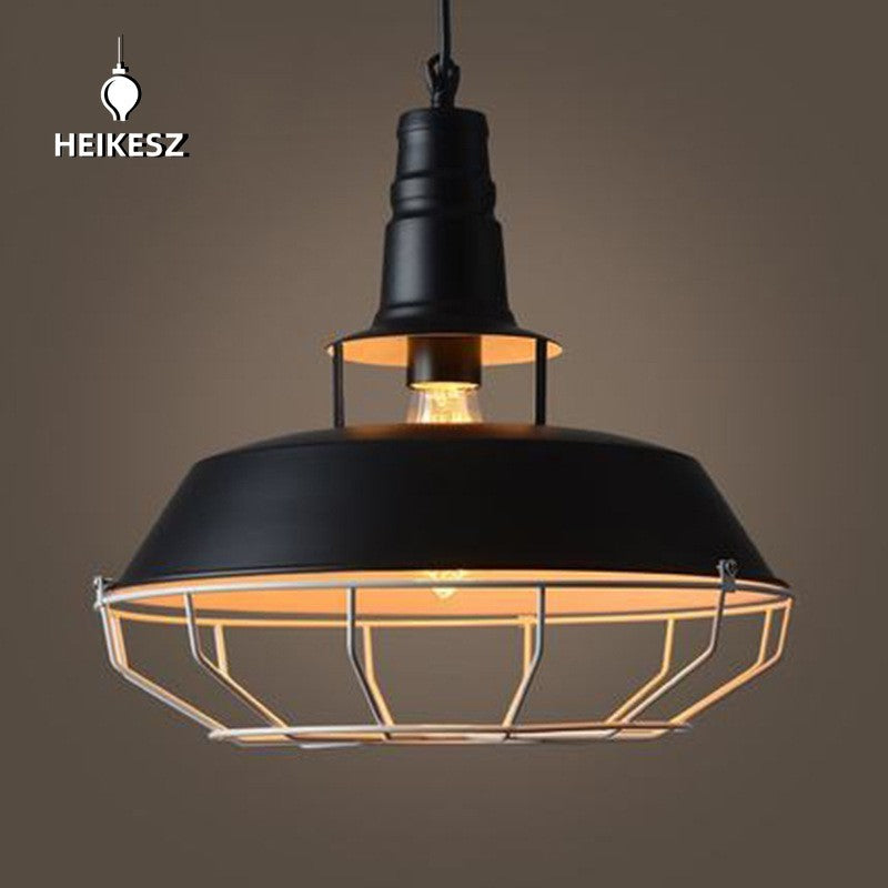 HEIKESZ American Retro Coffee Shop Bar Lamp Industrial Nordic Loft Pot Cover Balcony Restaurant Bar Iron Fishing Line Lamps